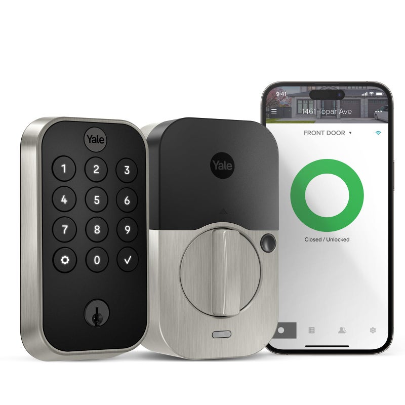 Yale Security Assure Lock 2 Deadbolt, Satin Nickel Keyed Smart Entry Door Lock with Wi-Fi Connected Keypad for Code Entry and Remote Access, YRD410-WF1-619 - Image 1